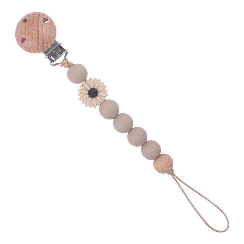 Nuevo bebé suministros de dibujos animados melocotón corazón Haya clip creativo DIY Daisy Arco Iris silicona pegamento mordedura cadena del pezón