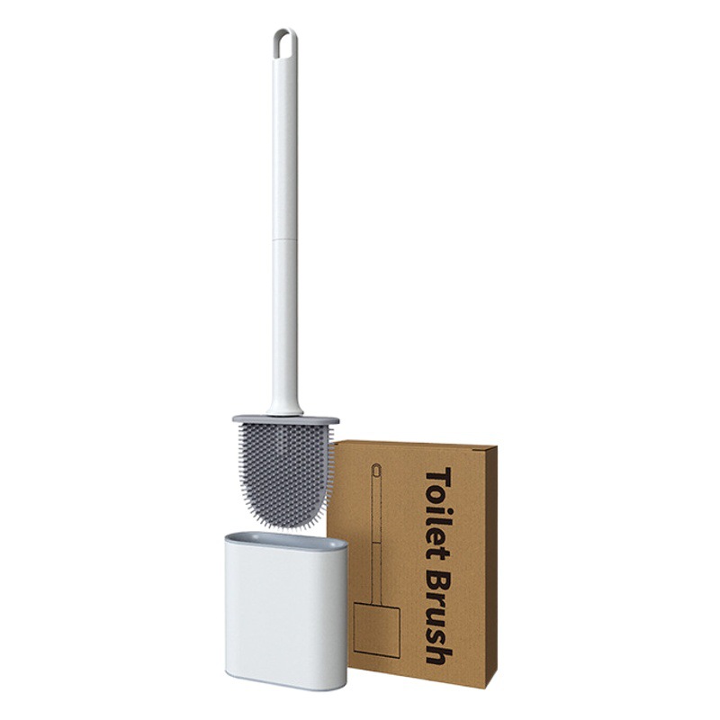 Nuevo cepillo de baño de goma suave con base, cepillo de limpieza para baño sin ángulos muertos, montado en la pared, sin taladro