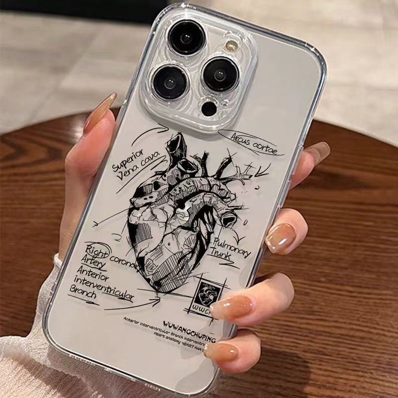 Estilo explosivo transfronterizo para iphone16promax funda para teléfono móvil corazón Apple 15 Europa, América 14pro Japón y Corea 13/12