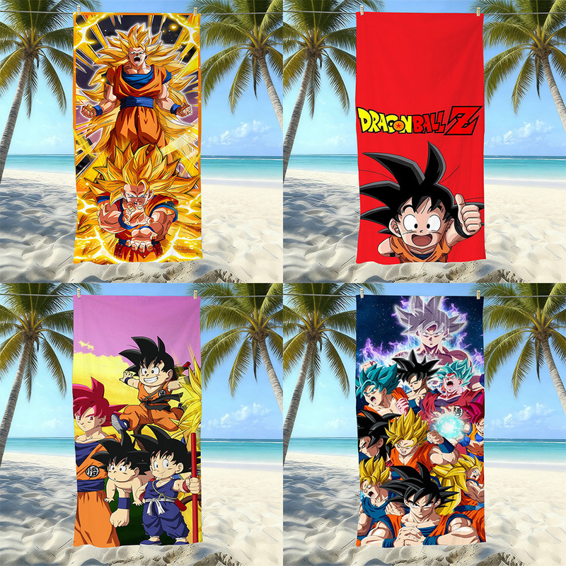 Cross-border Dragon Ball anime beach towel, thickened ultra-fine fiber quick-dry bath towel, outdoor travel towel, customizable