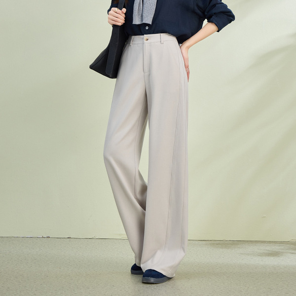 Black High-Waisted Women's Suit Pants, 2026 Spring New Style, Elegant Slim-Fit Straight-Leg Casual Wide-Leg Pants for Petite Women