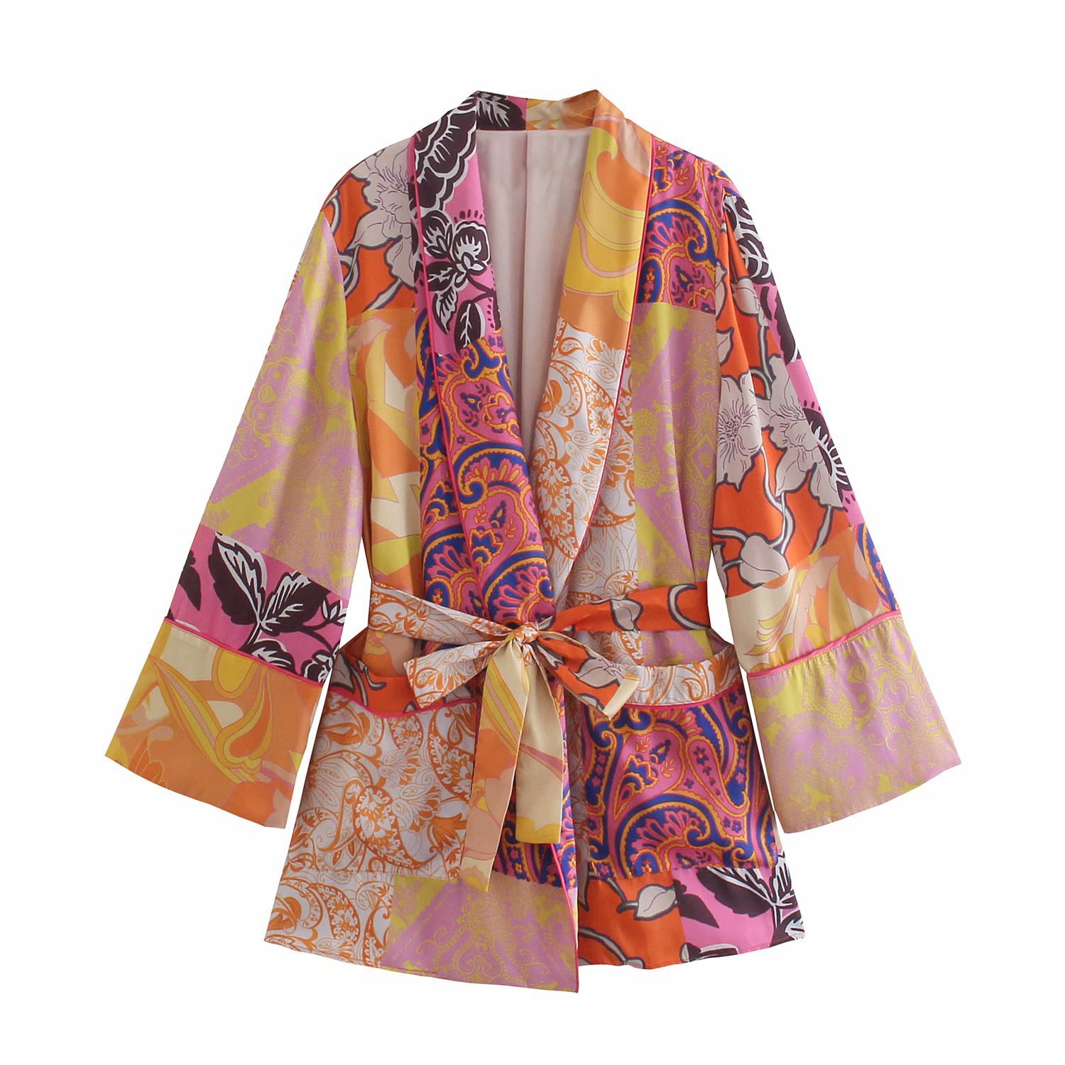 Cintura stampata con decorazione tascabile alla moda da strada per le donne di autunno_voghion.com