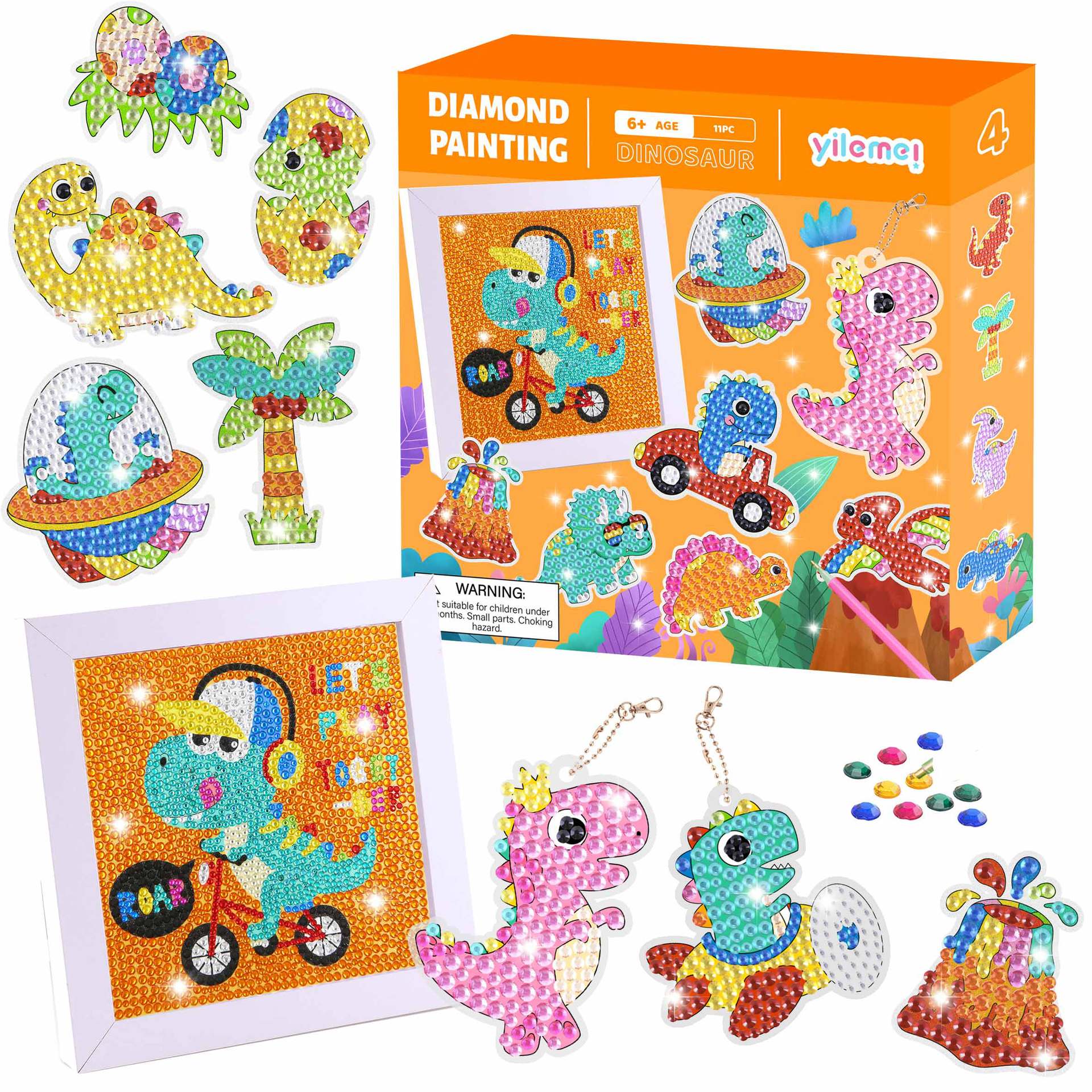 Pintura de diamantes para niños transfronteriza Amazon 5d pegatinas gratis unicornio DIY ladrillo pintura Diamante pegatinas llavero traje