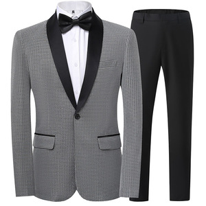 men suit set 男士西装套修身韩版结婚礼服商务休闲亮丝格西服套图片
