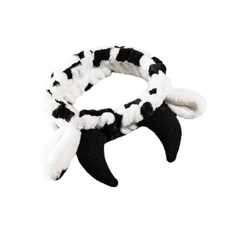 Super lindo cuerno pelo banda dulce pequeña vaca pelo banda maquillaje cara máscara diadema pequeña vaca Nueva joyería