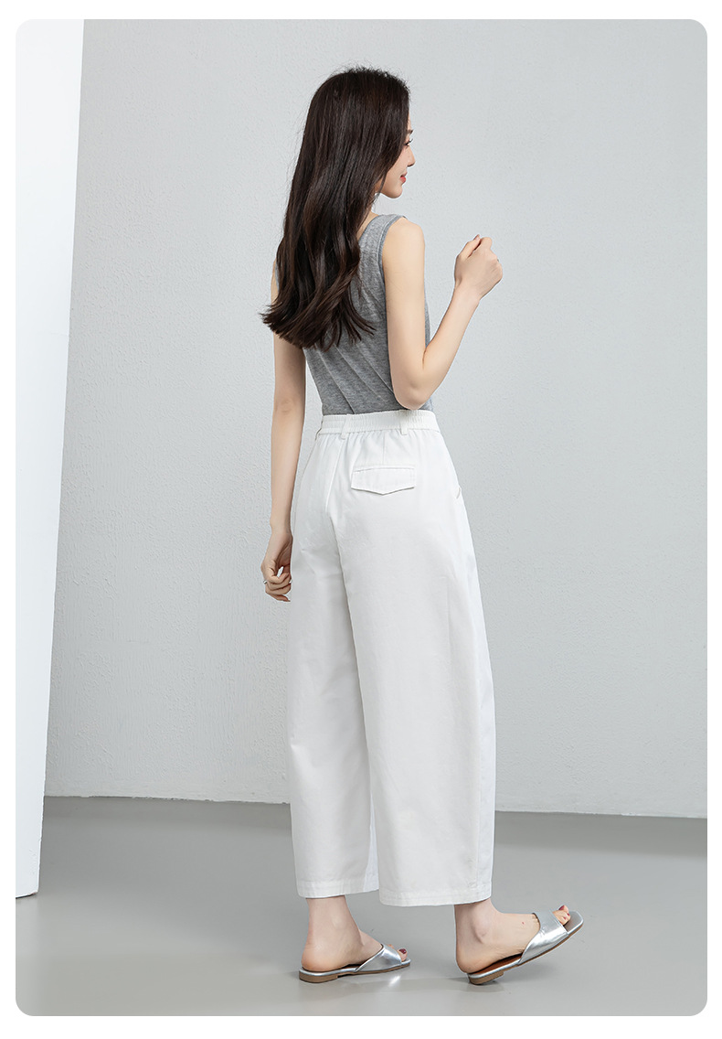 Quần culottes nữ ống rộng cạp cao dáng suông — màu trắng chi tiết 27