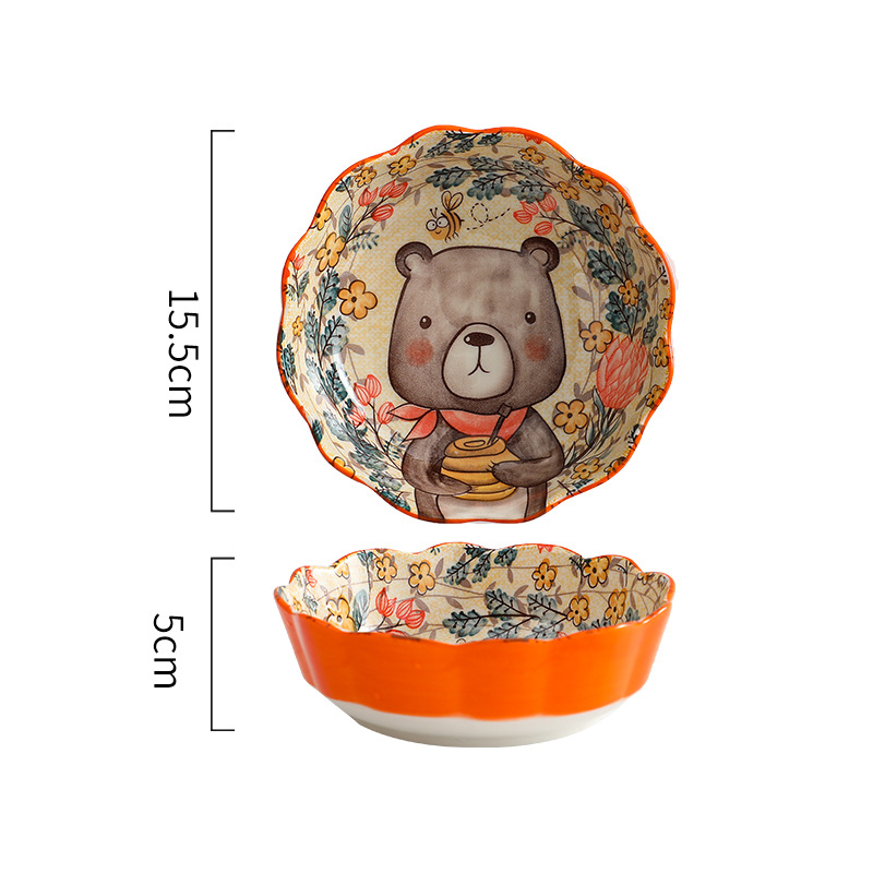 Internet celebridad freidora de aire tazón especial de dibujos animados animal de cerámica ensalada de frutas tazón lindo postre tazón de comer tazón