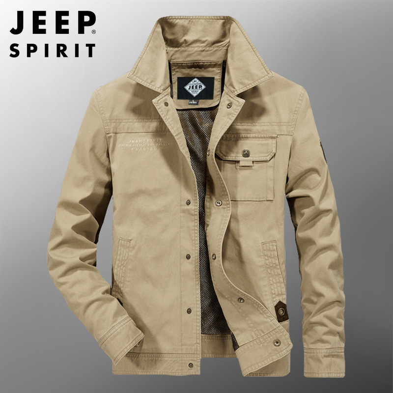 JEEP SPIRIT男外套春秋工装纯棉上衣服冬休闲潮流夹克男装HL1513