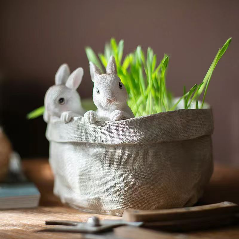 Cross-border Easter Bunny Potted Plant Decorations Flower Pot Ornament Design Decorative Bunny Partner Cute Nordic Style