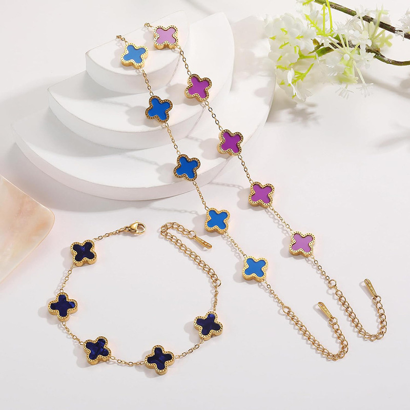 Cross-Border Clover Bracelet 18K Gold Plated Lucky Four Leaf Chain Bracelet Charm Fashion Jewelry Gift for Women