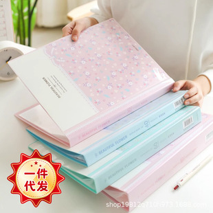 Deli data book folder multi-layer student A4 file bag transparent data file folder insert 60 pages 80 pages