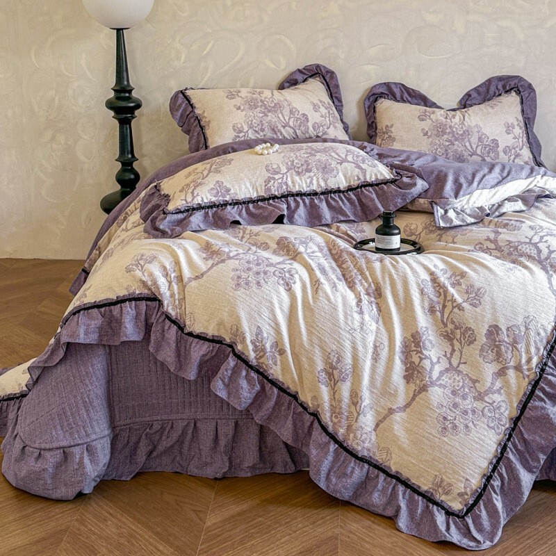 2025 New High-Weight Linen Lace Bedspread Four-Piece Set Three-Piece Set Available for Dropshipping, Live Streaming, Wholesale and Retail