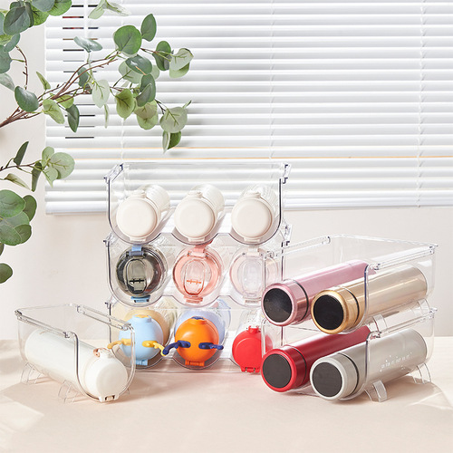 Water cup storage rack multi-layer transparent desktop creative stackable cup holder plastic household thermos cup storage rack