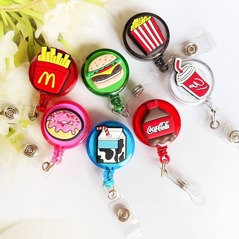 卡通彩色食玩伸缩扣易拉扣工作证证件卡套医生护士胸牌扣胸卡夹子