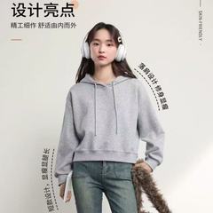 新款2025女秋季短款连帽卫衣薄款潮ins宽松韩版高腰套头长袖上衣