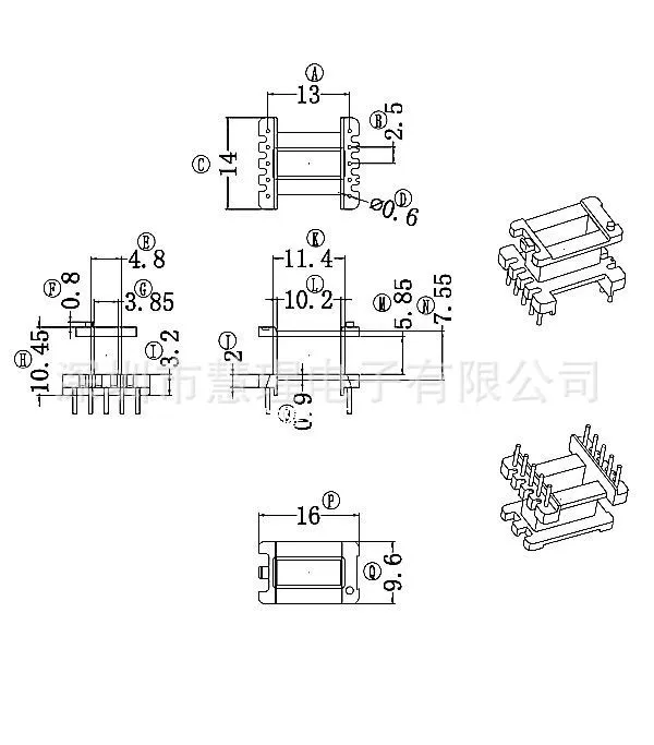 Высокочастотный бакелитовый каркас трансформатора ЭЭ15 5 + 5 слота двойника Горизонтальное рядет материал электропитания расстояния 13 мм