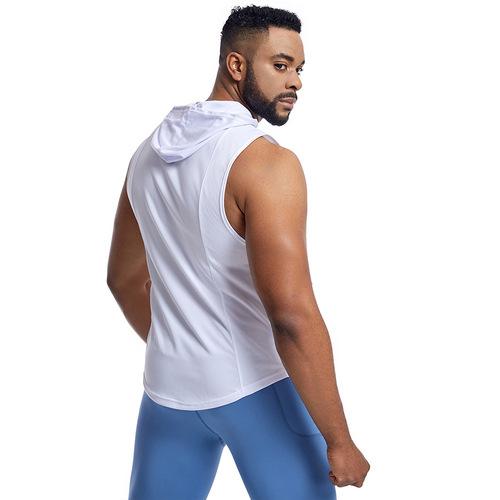 Cross-border network eye men's summer hooded sleeveless workout top sweat running basketball quick-drying vest