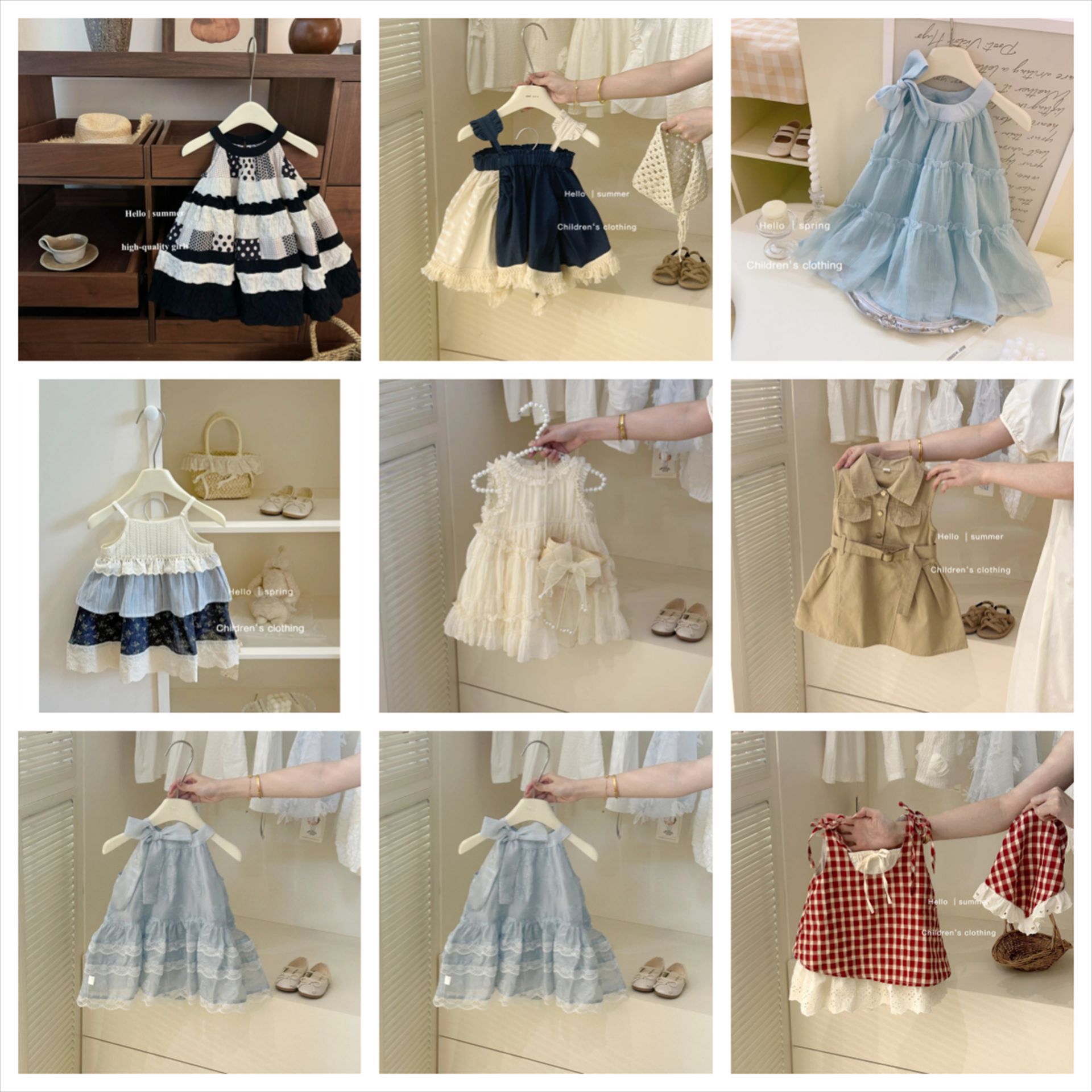 【Colección de Vestidos para Bebés Sweet Little Sister】Ropa Infantil Vestidos Elegantes de Verano para Niñas Venta al por Mayor Vestidos de una Pieza Dropshipping de Moda