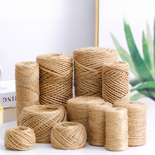 Handmade thick and thin natural jute rope, yellow jute rope for retro decorative lighting, rope for cat tree hangers