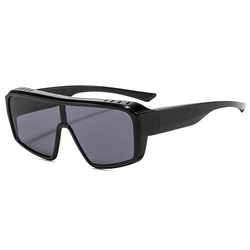 Herenzonnebril met vierkant montuur, over de oren, met UV-beschermende lenzen, modieuze retro rijbril, zwart volledig metalen montuur, unisex_voghion.com