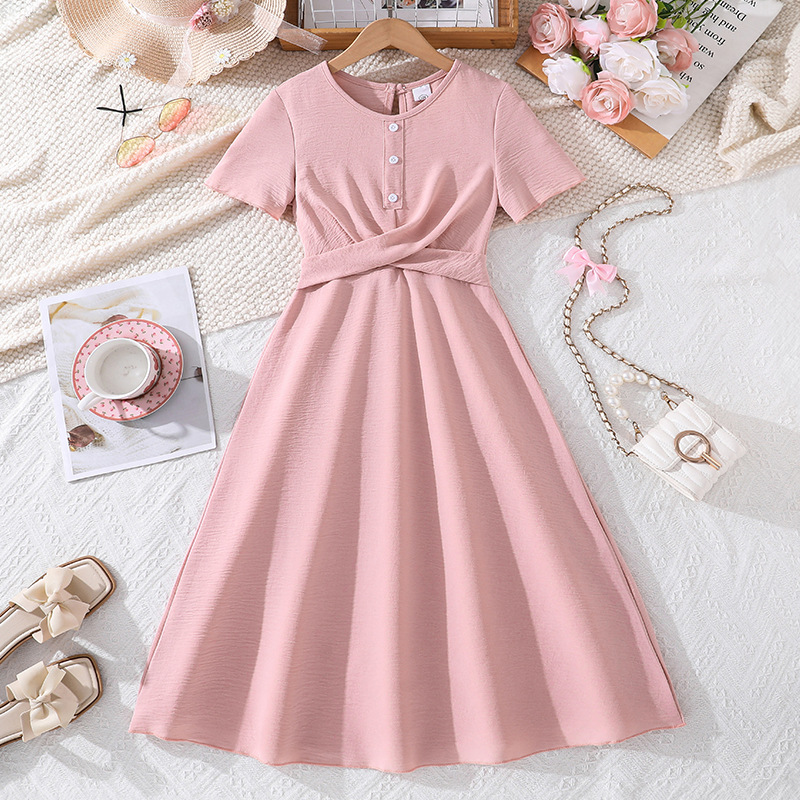 summer fashionable elegant solid color long long skirt with a round…
