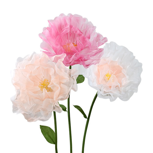 Xiaohongshu Internet celebrity gauze flower simulation peony peony large flower handmade flower wedding stage photo props window decorations