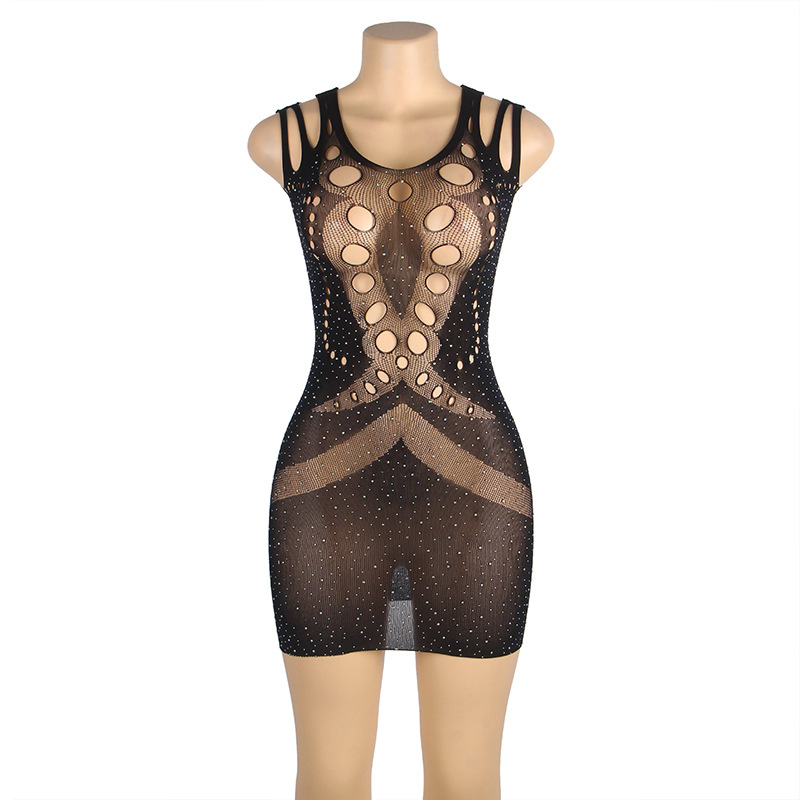 Rhinestone Fishnet Bodystocking Dress