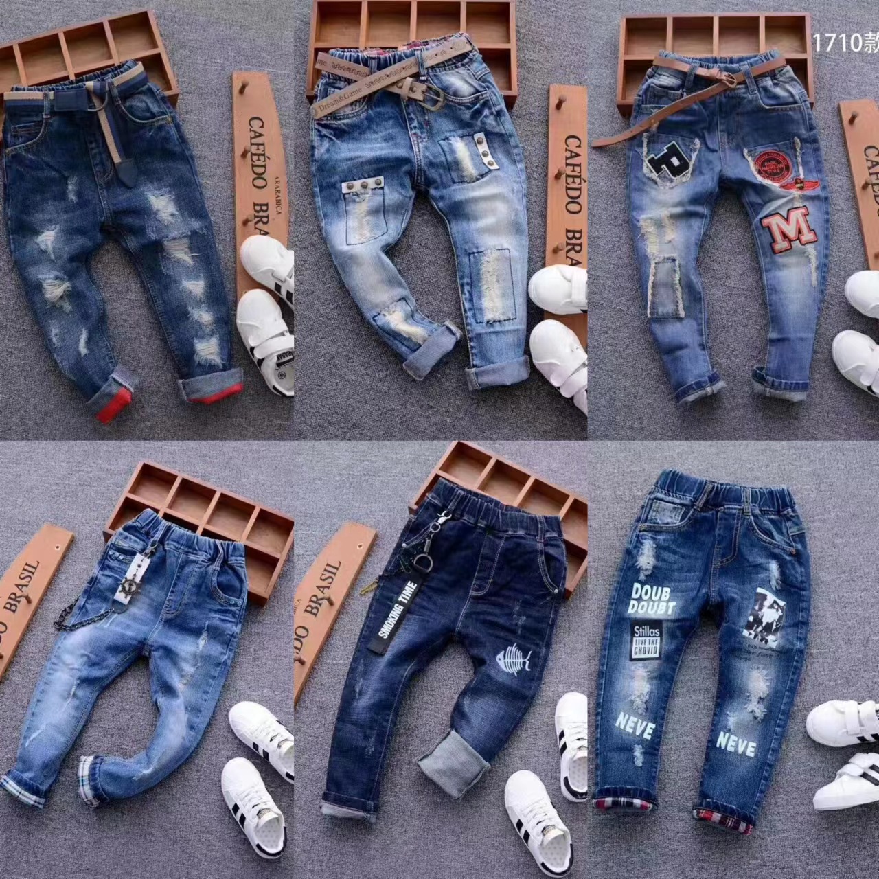 Summer children's student jeans middle a...