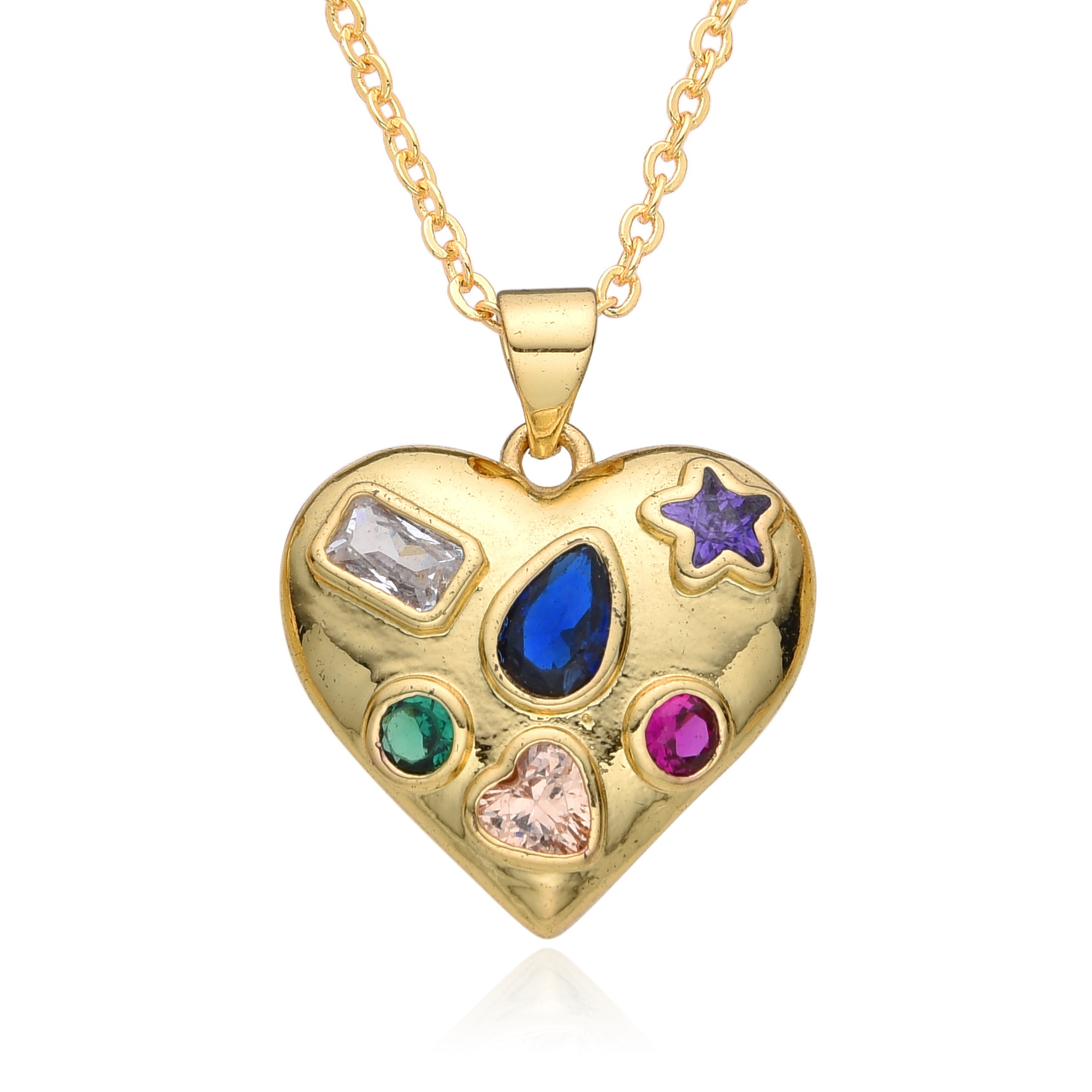 12g Weight Copper Pendant Material Zircon Inlay Material Pendant Necklace Classification Copper Chain Material 1 Piece Quantity Holiday, Daily Occasion Copper Material Heart Shape Pattern Women's Gender Inlay Design Casual, Simple Style Style Copper Inlay Heart Shape Zircon Pendant Necklace 6