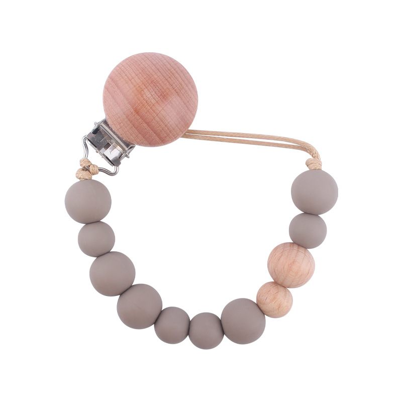 Suministros para bebés calmante clip de chupete de haya cuentas de silicona para bebés mordedura Cadena de chupete cadena anti-caída Nuevo Amazon