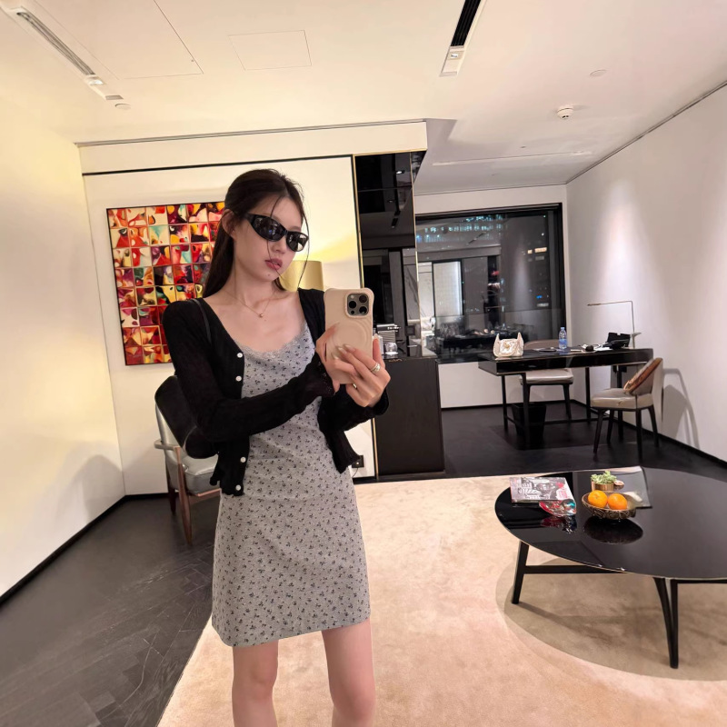 Oker Genuine Product~ Floral Suspender Dress + Knitted Cardigan Sweater Jacket Short Skirt A770 Oker Genuine Product~ Floral Suspender Dress + Knitted Cardigan Sweater Jacket Short Skirt A770