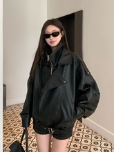 2025黑色复古皮衣外套女秋季新款皮夹克酷飒风小个子机车服上衣