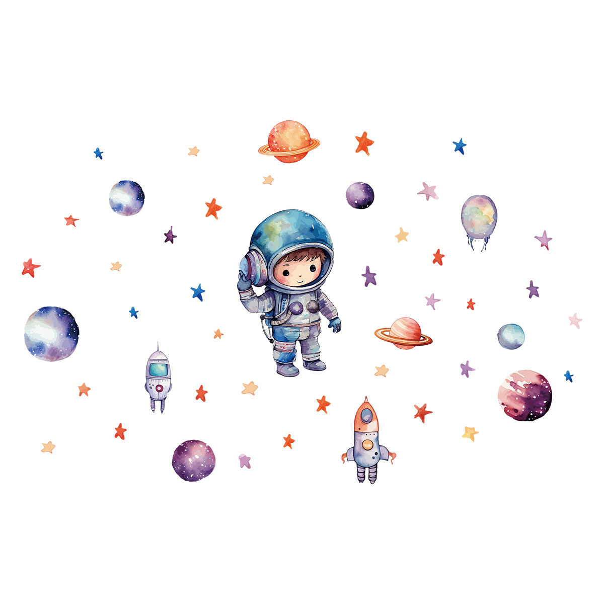 Cartoon space cute self-adhesive astronaut on wall