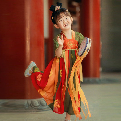 Hanfu Girls Children's Ancient Clothes Chinese Style Super Fairy Tang Suit Ancient Style Princess Girls Spring and Autumn Dress  New Style