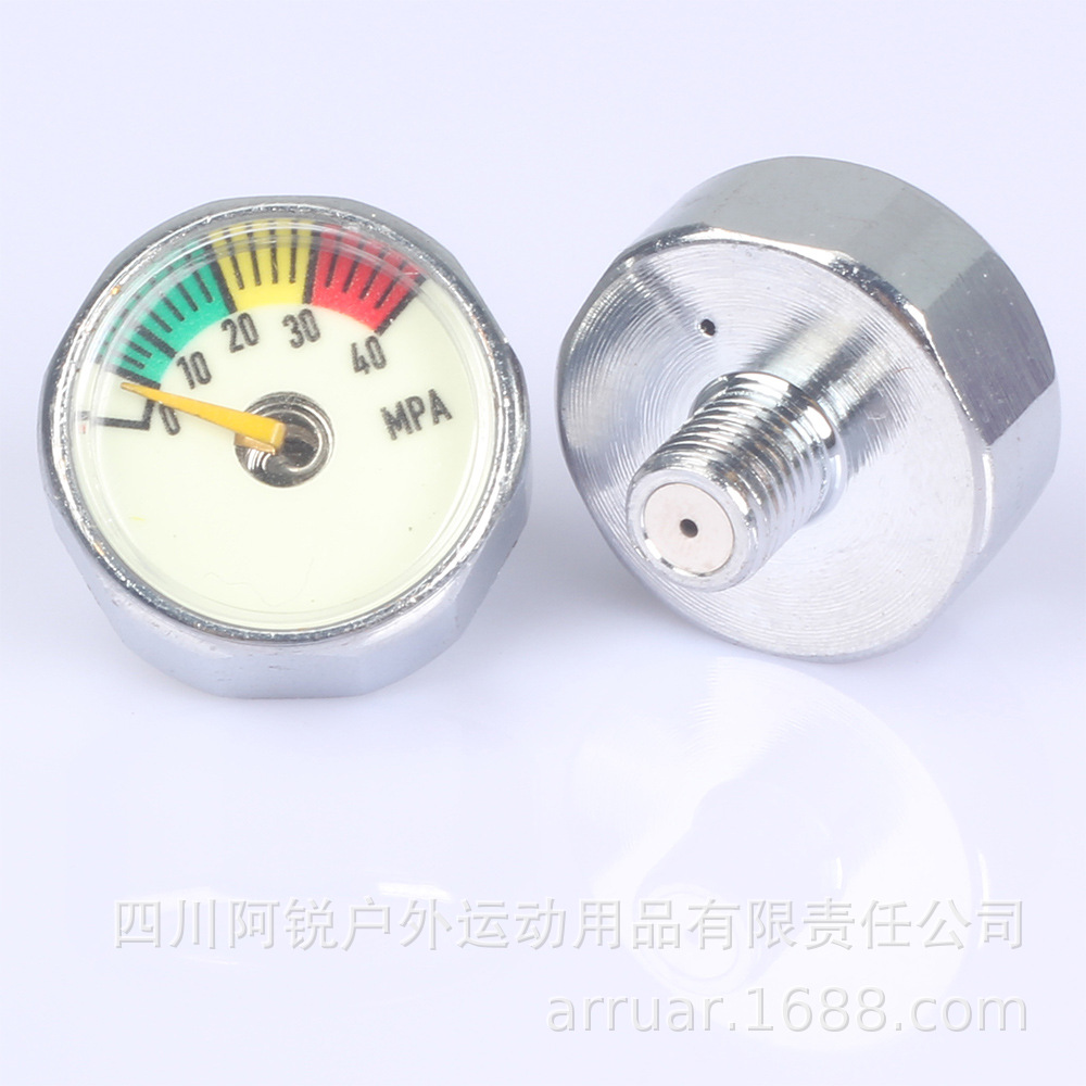 微型压力表25mm 40Mpa 精密夜光轴向M10 M8 螺纹