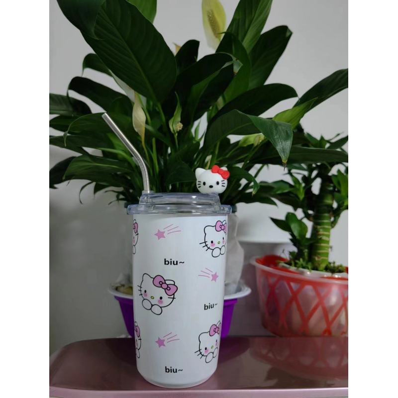 Sanli o Yugui perro coolomi 304 taza de vacío chica de alto aspecto lindo de los niños en línea Rojo estudiante KT gato taza de agua