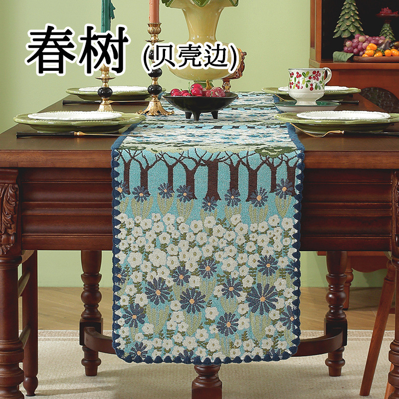 跨境新款客厅茶几茶旗装饰床头柜边柜盖巾仿棉麻地中海风桌旗批发|undefined