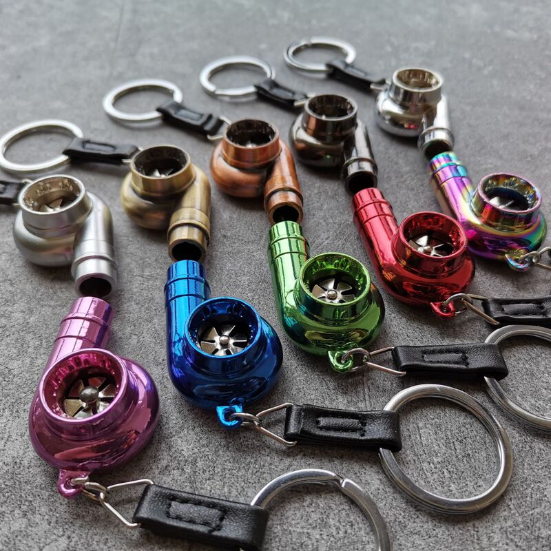 Car modified metal turbo keychain whistle turbo whistle turbocharged shape modified metal key chain