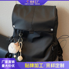 跨境休闲大容量尼龙布女双肩包2025新款通勤百搭后背包大学生书包