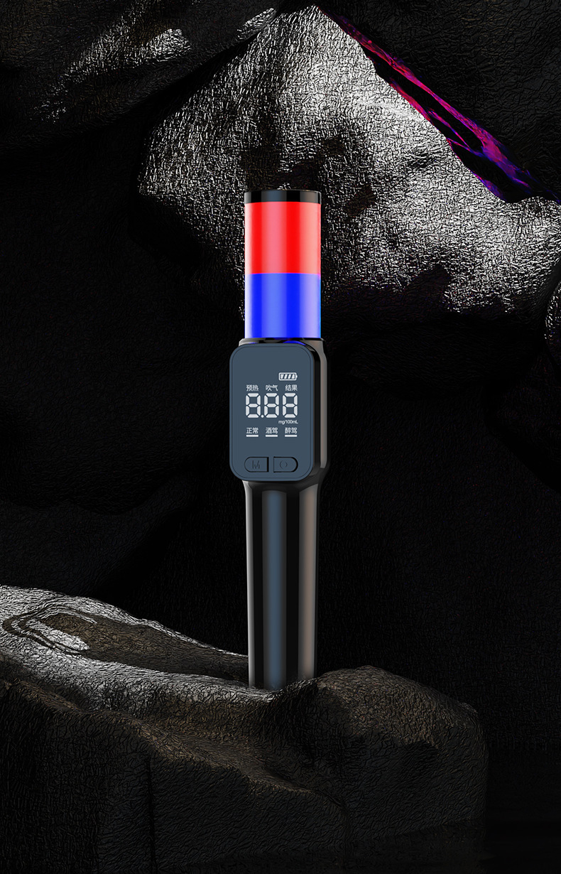 Portable Mini Handheld Red and Blue Stick Alcohol Tester, Bilingual Breathalyzer, Non-Contact Drunk Driving Test