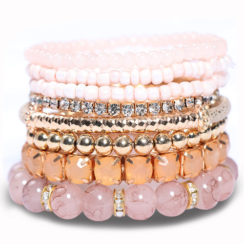 Factory direct supply multi-layer Bohemian bracelet cross-border best-selling trendy creative jewelry glass bead necklace wholesale