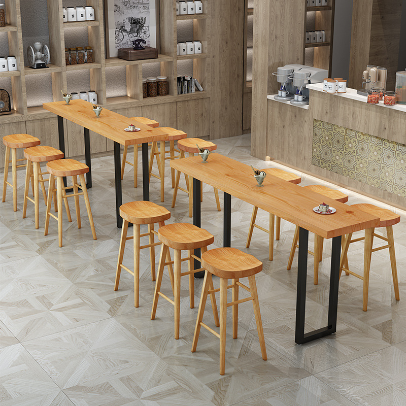 Nordic Solid Wood Bar Table Against the Wall Cultural Hall Home High Table and Chairs Library Cafe Long Narrow Bar Table