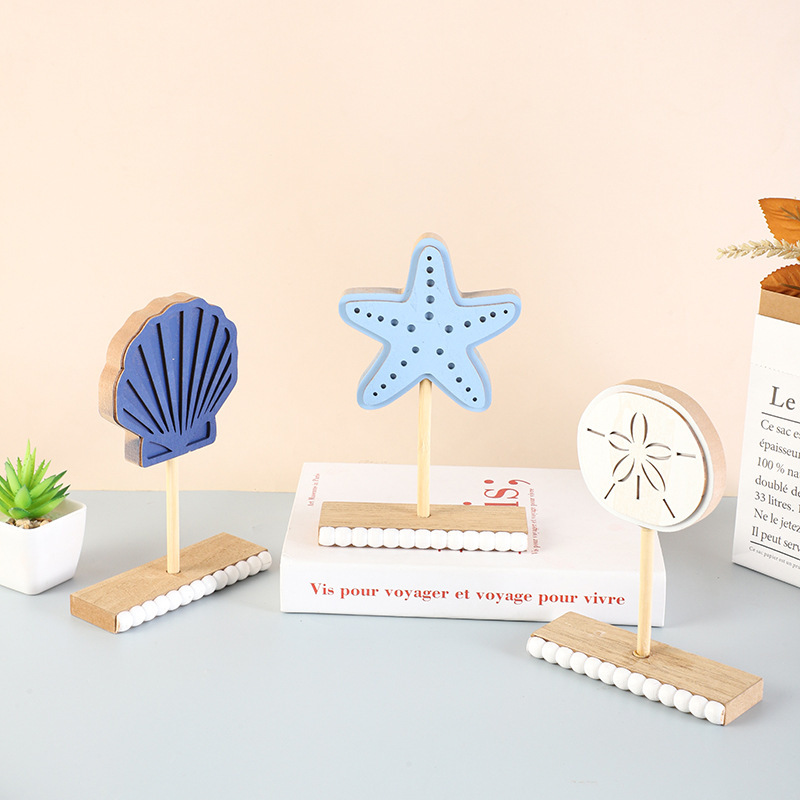 Mediterranean Style Wooden Starfish Ornaments, Handmade Decorations for Desktops, Children's Room Decorations, Wood Art, Modern and Simple