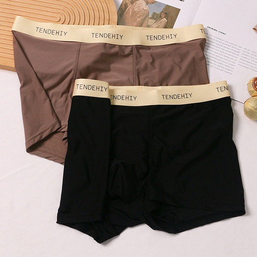 Men's underwear pure cotton ice silk breathable boxer briefs boys boxer briefs simple and comfortable letter boxer briefs spring and autumn