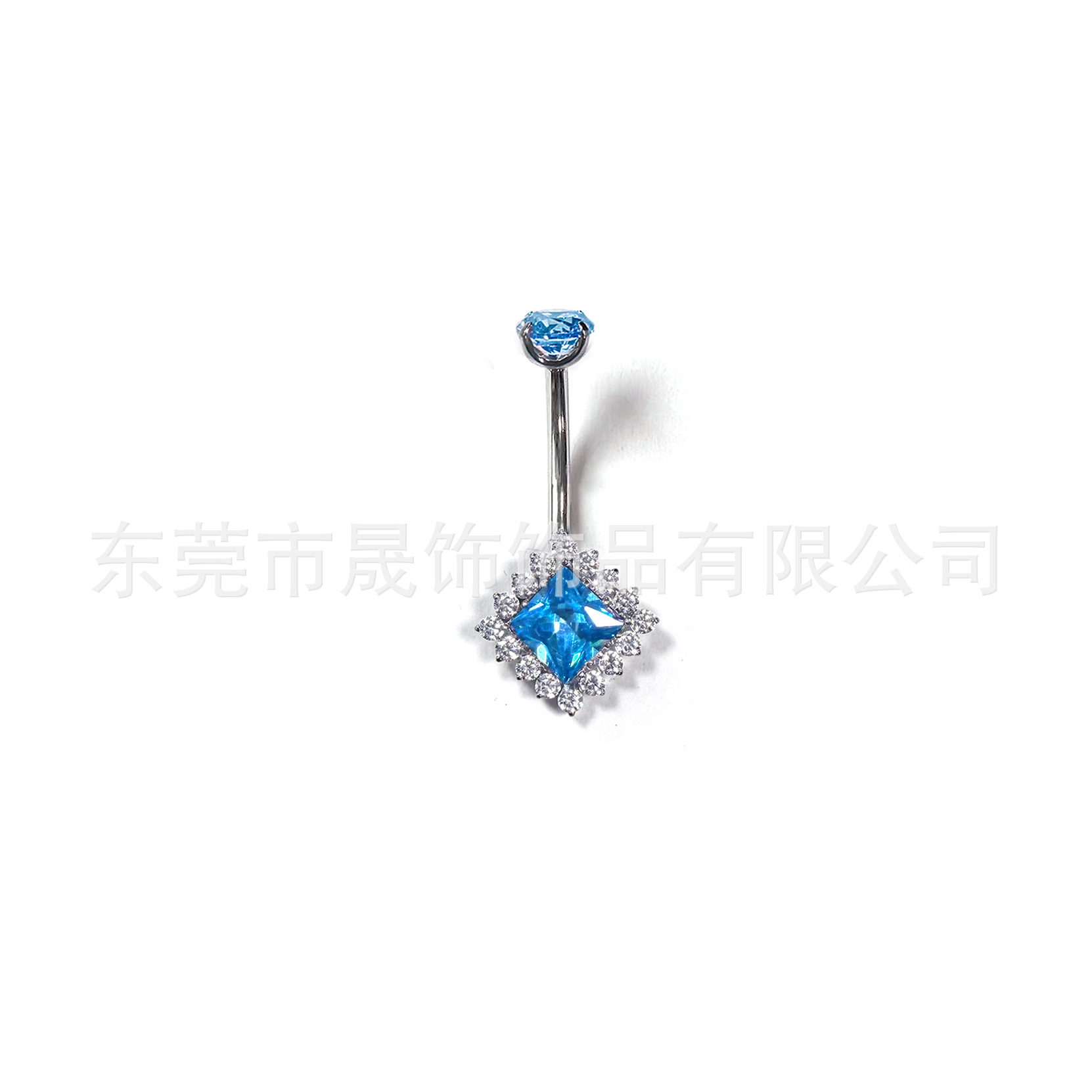 F136 Titanium Alloy 肚 Navel Ring Studded 方 Cubic Zirconia 内牙 Navel Ring G23 Titanium 人体 Piercing 脐饰