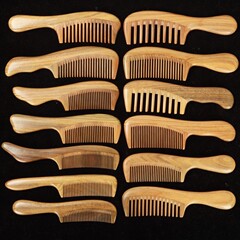 大恒緑檀木櫛 家庭用平柄緑檀木ロングヘアコーム 無垢材巻き毛用密歯球柄緑檀櫛 卸売