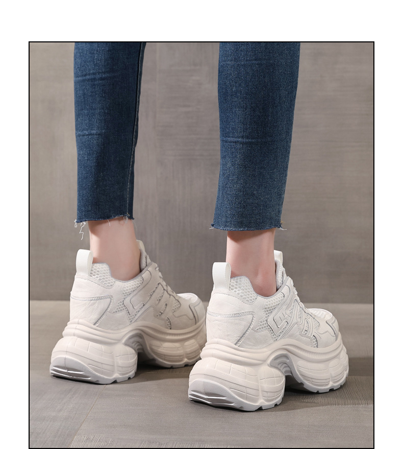 Giày sneaker nữ chunky đế dày mặt lưới thoáng khí, phong cách thể thao — màu trắng chi tiết 13