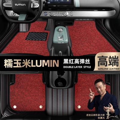 Floor Mats Suitable for Changan Lumin, Easy to Clean, Odor-Free, Full-Coverage Car Starry Sky Carpet Floor Mats (Ayaqaltılar (Kovriklər)) - take-a-photo-of-the-car-model-year-and-leave-a-message-black-and-red-leather-black-and-red-high-elastic-silk-double-layer-model