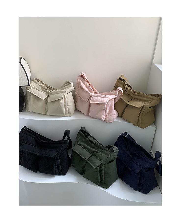 Japanese-style workwear style large-capacity single-shoulder bag, large pocket simple tote bag, ins canvas school crossbody messenger bag undefined
