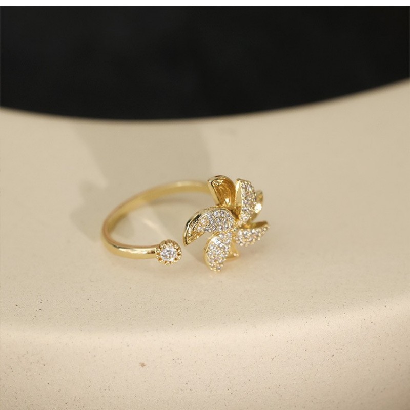 Elegant Windmill Copper Inlay Rhinestones Rings